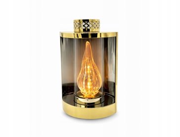 Nowoczesny Znicz Nagrobny ŁEZKA 32 cm Złoty Lampion GLAMOUR Szklana Tuba
