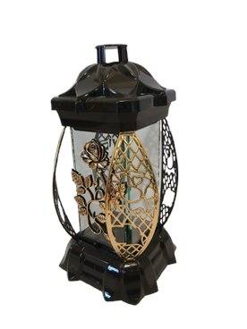 Znicz kapliczka ażurowa złota  z różą 26 cm