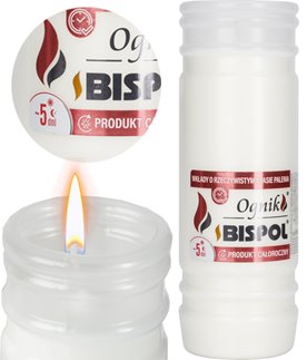 Wkłady do zniczy parafinowe BISPOL Ognik WP5N 5 dni/ 120h 18 wys. 18szt