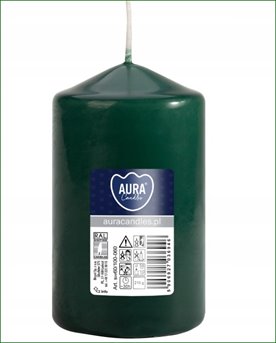 ŚWIECA bezzapachowa WALEC Bispol Aura 10 cm wys. BUTELKOWA ZIELEŃ - 30H