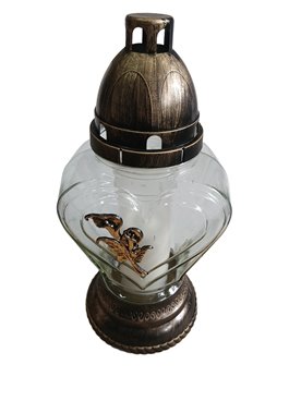 Znicz szklany złoty z kalią P-109 całoroczny 33 cm