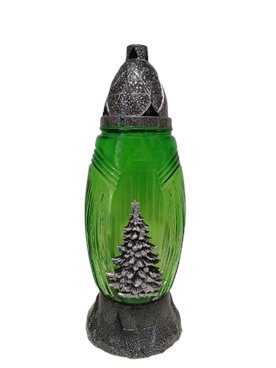 Znicz gwiazdkowy z aplikacją choinki srebrny 30 cm