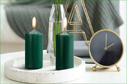 ŚWIECA parafinowa WALEC Bispol Aura 15 cm wys. BUTELKOWA ZIELEŃ 48H