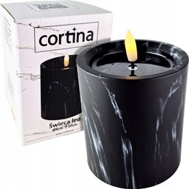 Świeca czarny marmur LED Cortina 4/23/NWH-B 10cm na baterie EFEKT WOSKU