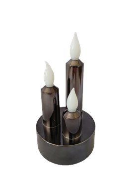 ŚWIECA LED POTRÓJNA GRAFITOWA STAŁY PŁOMIEŃ 7,5cm*13cm