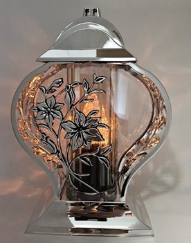 Znicz Lampion 3 SREBRNY LILIA Galmur 34 cm