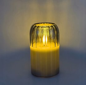 Świeca LED Szklana Wkład LED do Zniczy Świeczka na Baterie Szara 12,5 x 7,5