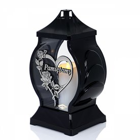 Znicz szklany kapliczka srebrne serce "Pamiętamy"