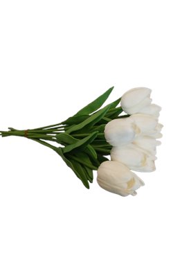 Tulipan silikonowy biały sztuczny kwiat 34 cm 1 szt.
