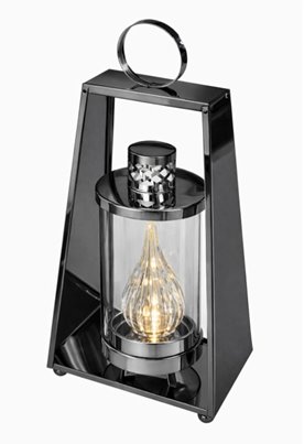 Latarnia Znicz Glamour Czarny 30 cm Elegancki Lampion Szklany LED Premium