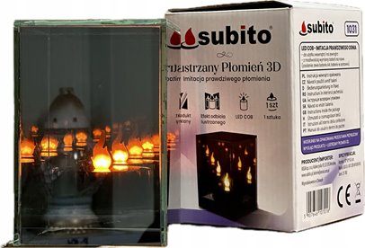 Latarenka Lustrzany Płomień 3D 15 cm Sześcian Subito