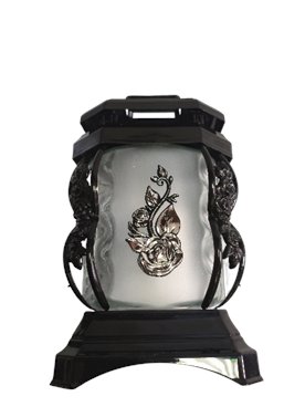 Znicz szklany kapliczka czarna z srebrną różą