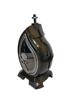 Znicz kapliczka czarna łezka srebrna z różą 38 cm