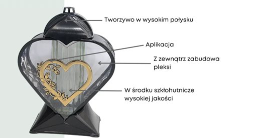 Znicz Serce Czarno Złoty LL87
