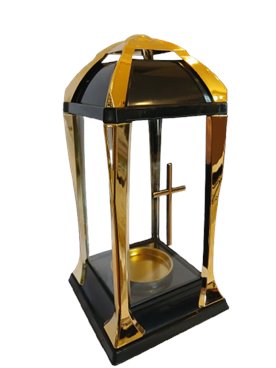 ZNICZ SZKLANY Nowoczesna kapliczka z złotymi dodatkami DUŻY 31 cm