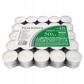 Świeca tealight parafinowa Bezzapachowa Aura 50 szt. 4godz.