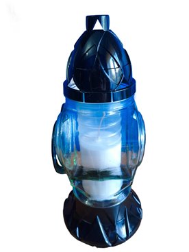 Znicz szklany, czarny z złotym sercem i różą 33 cm