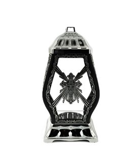 Lampion znicz szklany Z8 czarny, srebrny metalizowany 38 wys.