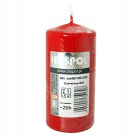 Świeca pieńkowa walec BISPOL Aura sw50/100-030 (czerwona) ~20h 10 cm wys