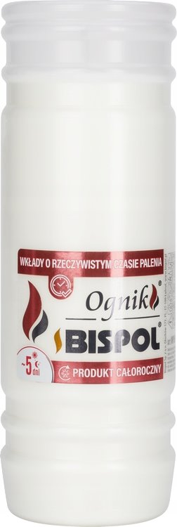 Wkłady do zniczy parafinowe BISPOL Ognik WP5N 5 dni/ 120h 18 wys. 18szt