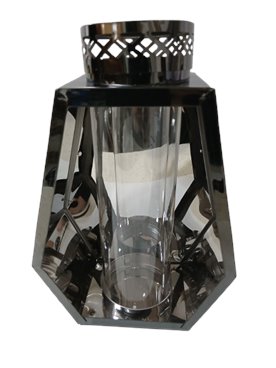 Nowoczesny lampion ażurowy metalowy grafitowy 28 cm