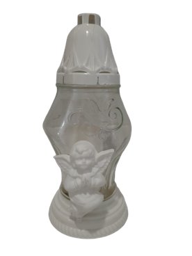 Znicz całoroczny aniołek biały 23 cm