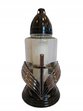 Znicz Kapliczka Wstęga Połysk Krzyż K36 srebrny