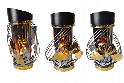Lampion solarny LED złoto/srebrny 3D liście miłorzębu ruch czujnik