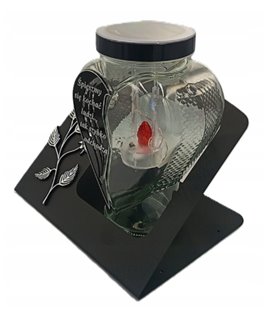 Znicz SOLARNY LED Ekskluzywny Znicz na Grób Elegancki Srebrna Róża Lampion