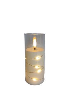 Świeca Subito biała z łańcuszkiem led  12,5cm*5cm