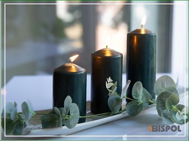 ŚWIECA parafinowa WALEC Bispol Aura 15 cm wys. BUTELKOWA ZIELEŃ 48H