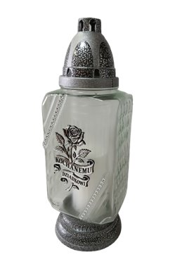 Znicz całoroczny z napisem Kochanemu Dziadkowi srebrny 31 cm