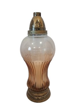 Znicz całoroczny przydymione szkło łososiowy  33 cm