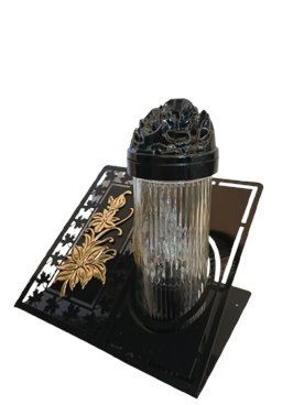 Znicz kapliczka nowoczesna metalowa złota różą + wkład led