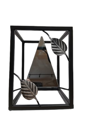 Znicz artystyczny metalowe srebrne liście z piramidą led