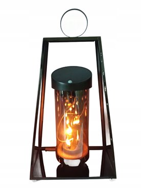 Lampion Znicz Luksusowy solarny LED TRAPEZ GRAFIT 3D ruch czujnik 41 cm