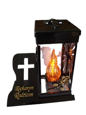 Znicz Artystyczny Kochanym Rodzicom 26 cm Czarny ZPG Cubo Kapliczka dla Rodziców