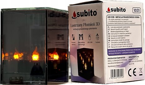 Latarenka Lustrzany Płomień 3D 15 cm Sześcian Subito