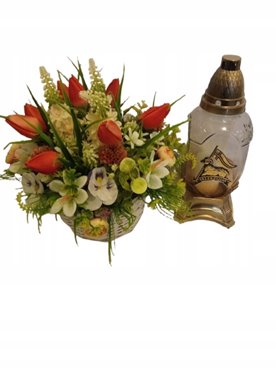 ZNICZ WIELKANOCNY 31 cm Aplikacja złoty Baranek Alleluja