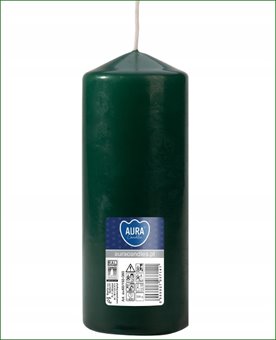 ŚWIECA parafinowa WALEC Bispol Aura 15 cm wys. BUTELKOWA ZIELEŃ 48H