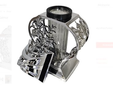 Znicz Lampion 3 SREBRNY LILIA Galmur 34 cm