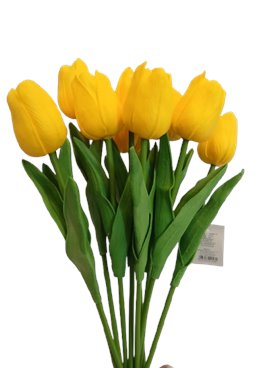 Tulipan żółty sztuczny kwiat z silikonowy 34 cm 1 szt.