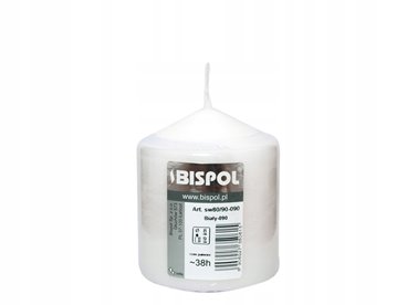 Świeca walec klasyczna tradycyjna Bispol Aura sw80/90-090 BIAŁA 38H / 9 cm
