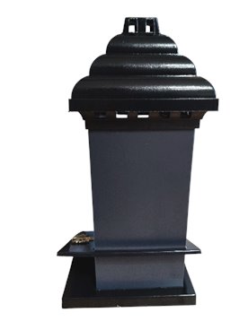 ZNICZ SZKLANY KAPLICZKA KWADRAT CZARNA Z ZŁOTYM KRZYŻM I KALIĄ WYSOKOŚĆ 32 CM